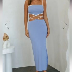 Hello Molly baby blue sunlight sights crop top and maxi skirt two piece set